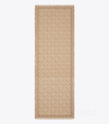 【礼物】T Monogram 花卉图案长方形围巾 以巧克力棕为底色的 T Monogram 图案