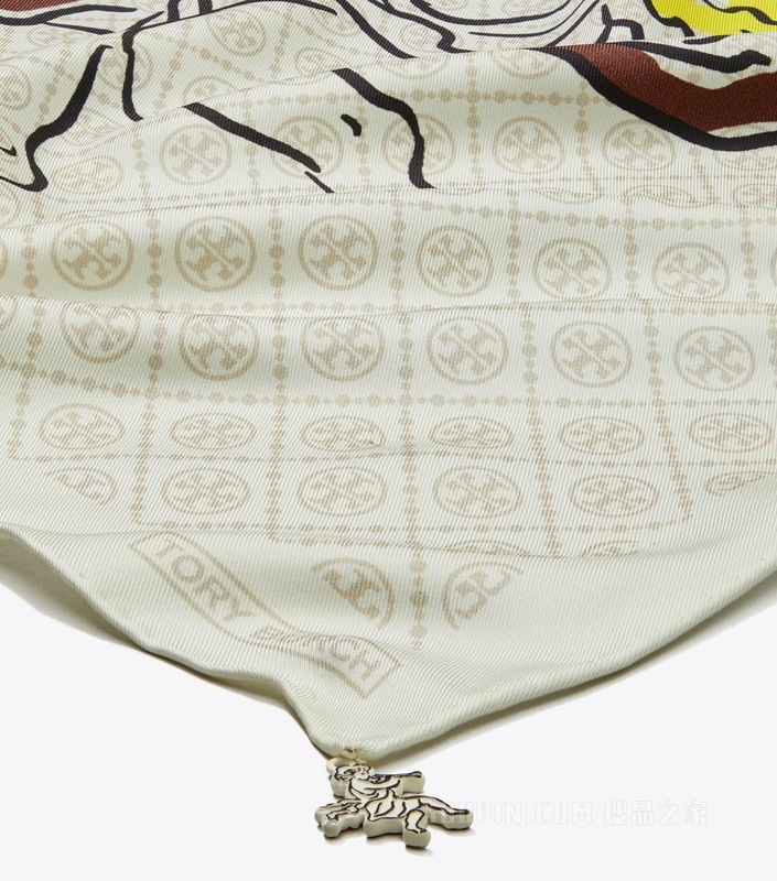 【礼物】T Monogram 小天使桑蚕丝方巾 米色小天使