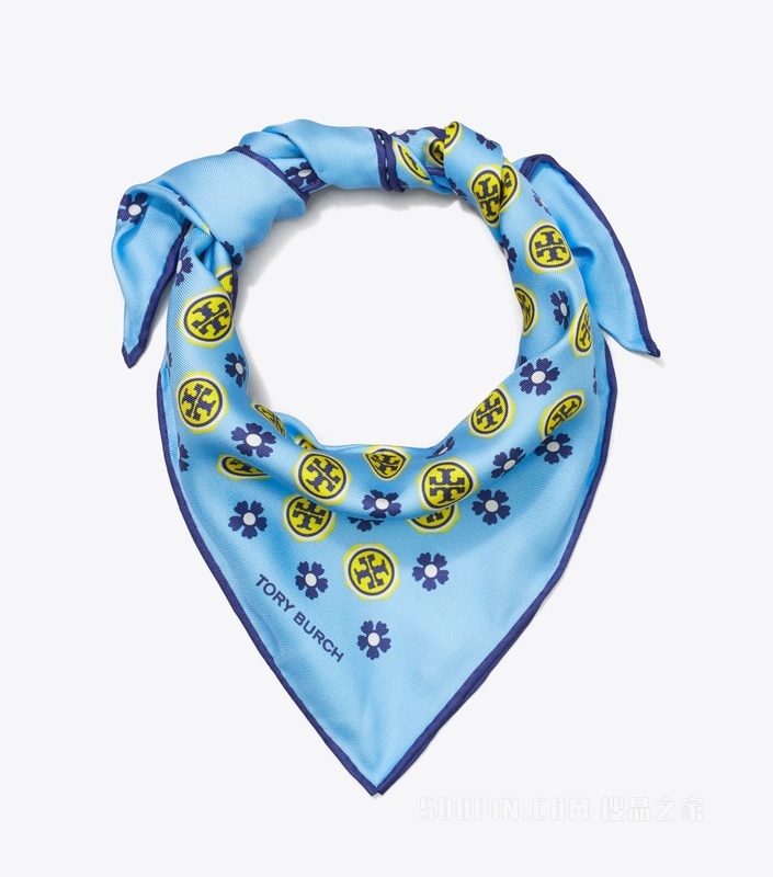 【礼物】花卉图案 Logo 三角巾 浅蓝色花卉 Logo