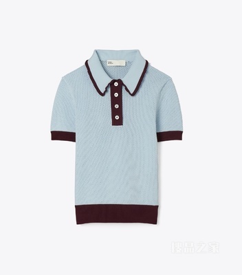 粘纤镂空毛衣 冰蓝色 / 深梅子色