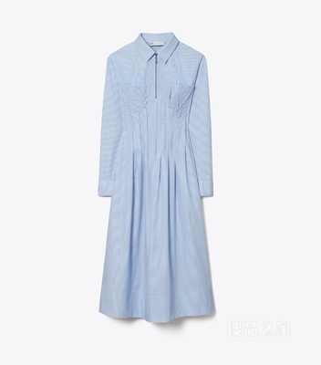 条纹衬衫裙 蓝色条纹