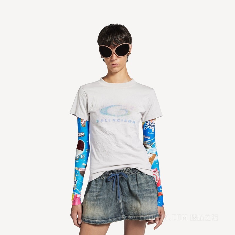 WASHED CRAYON LOOP双袖T恤