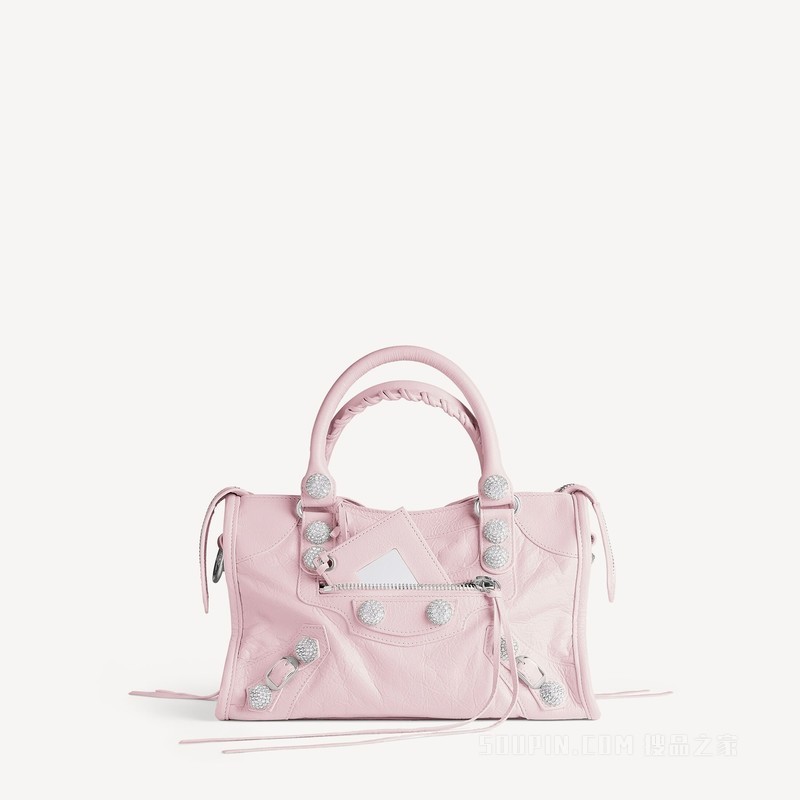 LE CITY GIANT STUDS饰莱茵石小号手袋