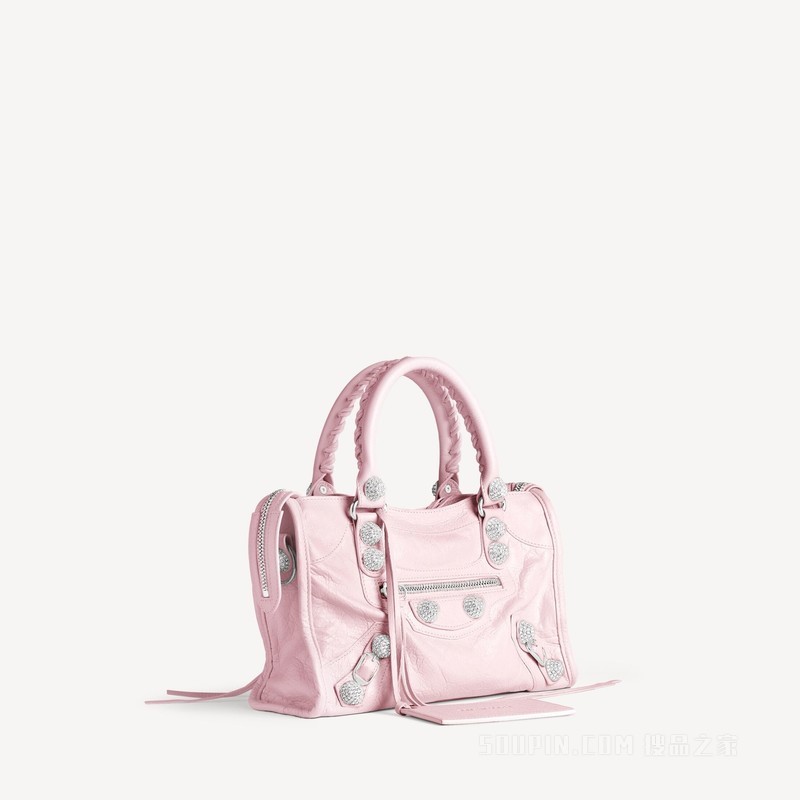 LE CITY GIANT STUDS饰莱茵石小号手袋