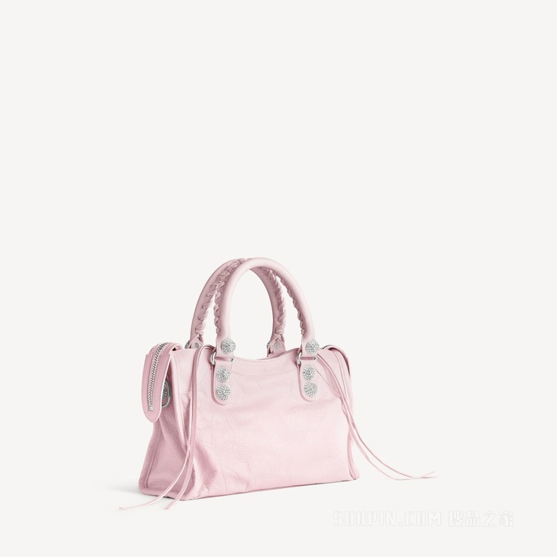 LE CITY GIANT STUDS饰莱茵石小号手袋