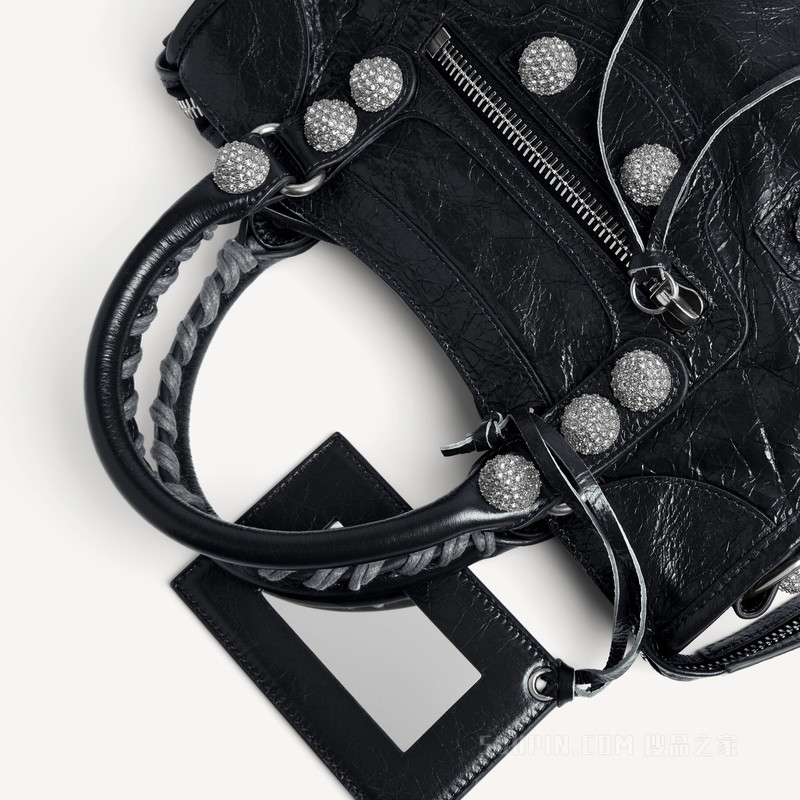 LE CITY GIANT STUDS饰莱茵石小号手袋