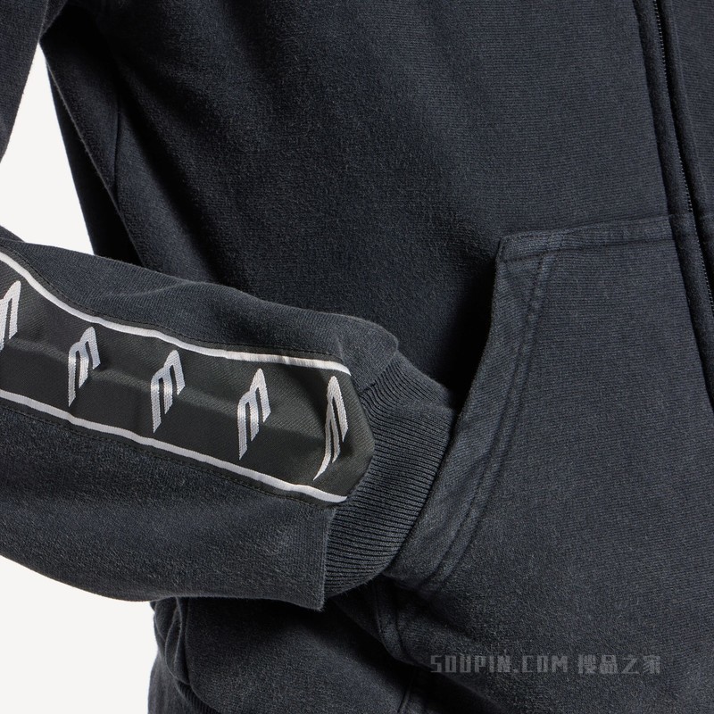 STRIPE PATCHED HOOD HOODIE拉链连帽卫衣