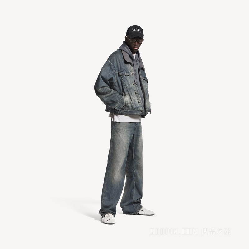 LAYERED LINED牛仔夹克