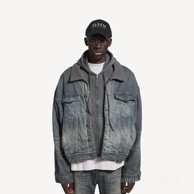 LAYERED LINED牛仔夹克