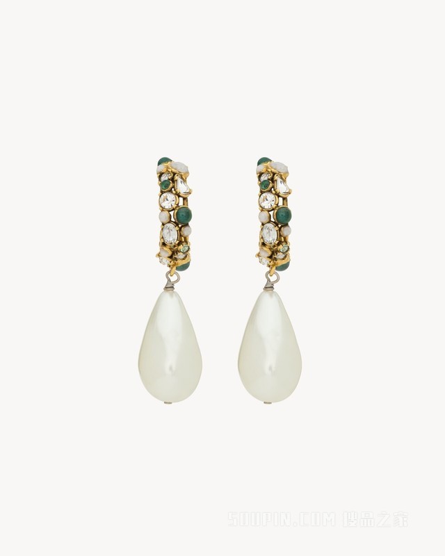 树脂和金属仿水晶环状耳环