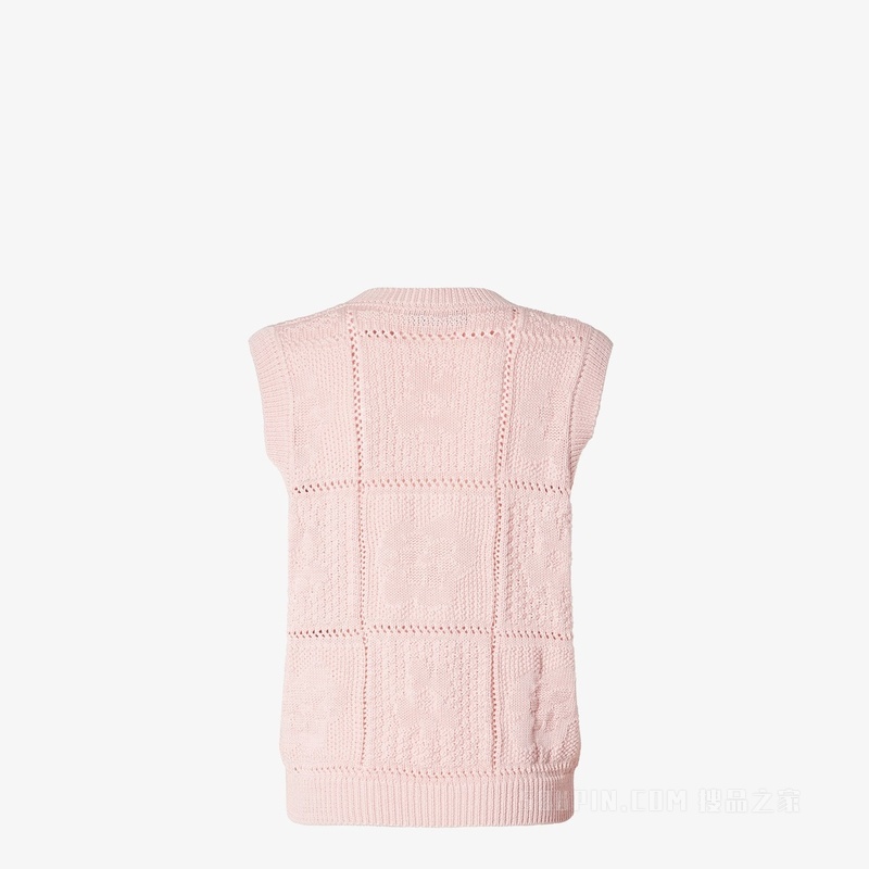 背心 浅粉红色钩针编织棉质背心