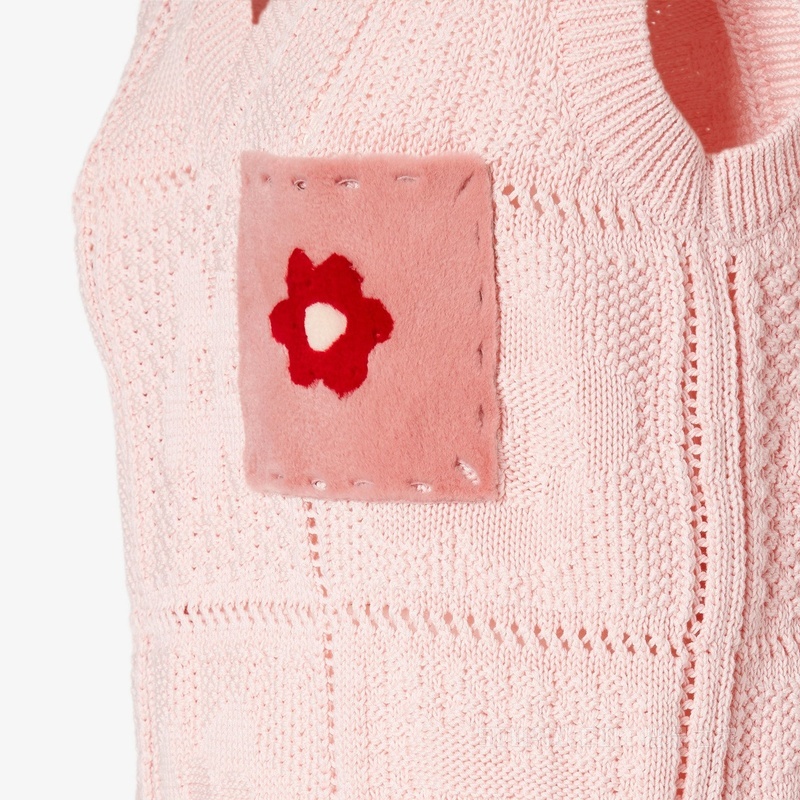 背心 浅粉红色钩针编织棉质背心