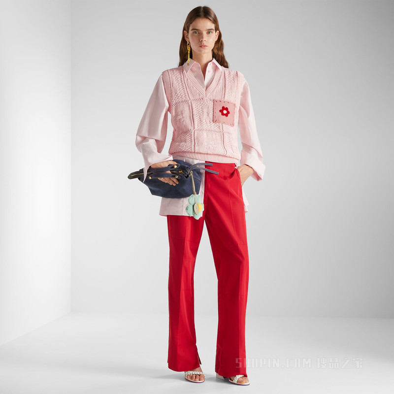 背心 浅粉红色钩针编织棉质背心