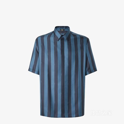 衬衫 蓝色Pequin桑蚕丝衬衫