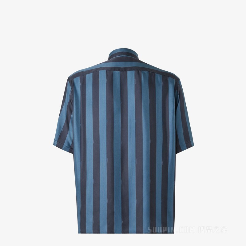 衬衫 蓝色Pequin桑蚕丝衬衫