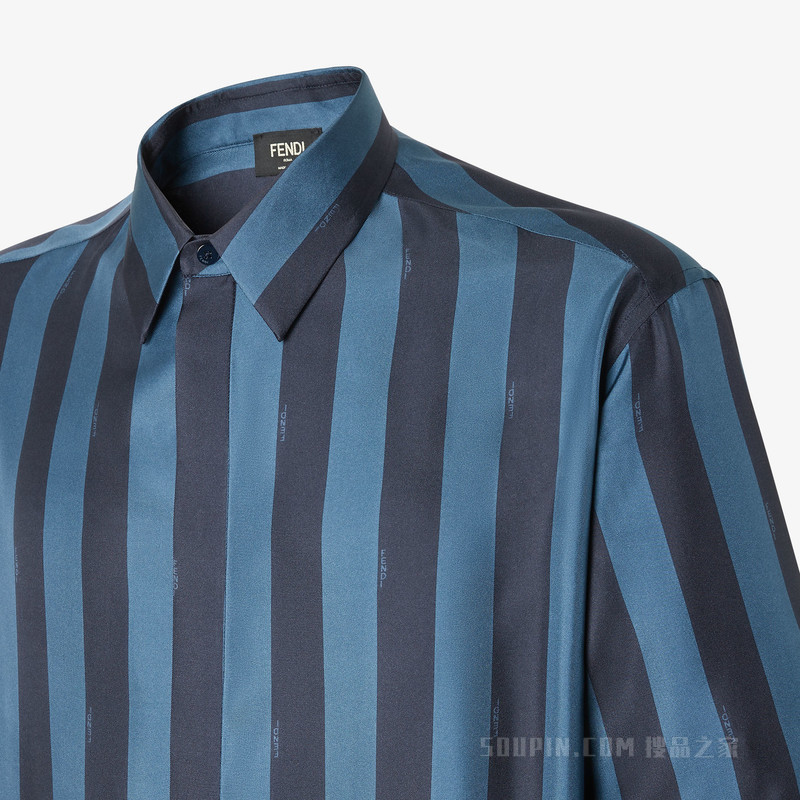 衬衫 蓝色Pequin桑蚕丝衬衫