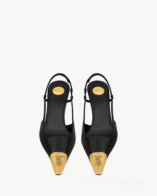 JEANNE光滑皮革露跟高跟鞋