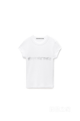 水晶渐变徽标棉质露脐 T 恤