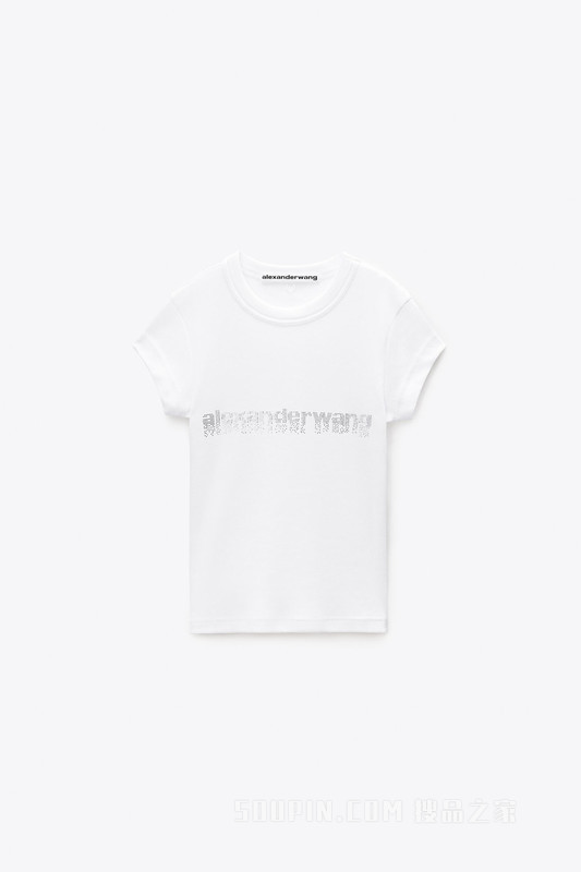 水晶渐变徽标棉质露脐 T 恤