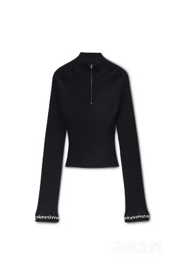 长袖荷叶边下摆高领衫