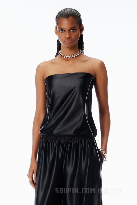 光泽罗缎罗纹短袖连衣裙