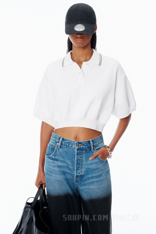 短款束腰棉质 Polo 衫