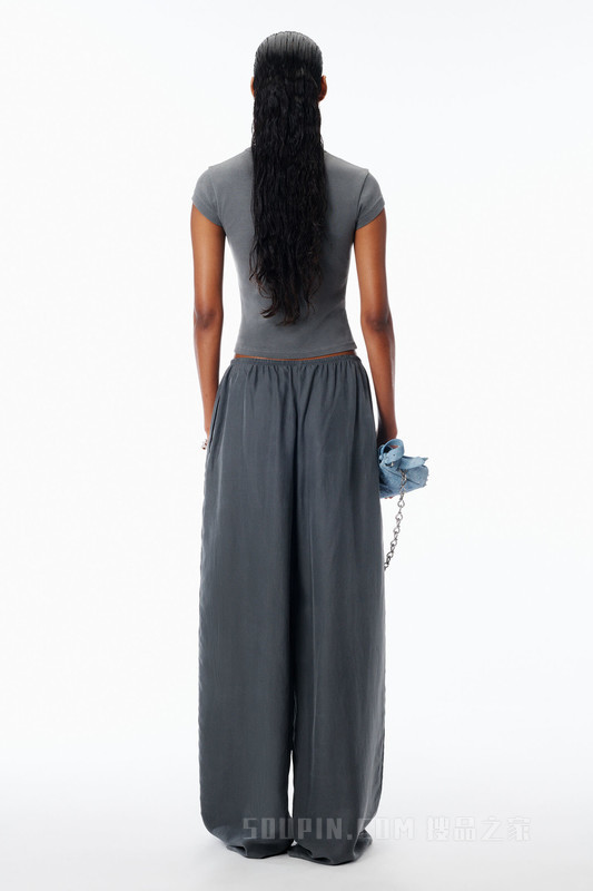 水晶烫钻徽标棉质露脐 T 恤