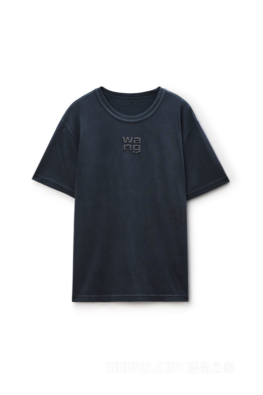 平纹针织布水晶烫钻T恤