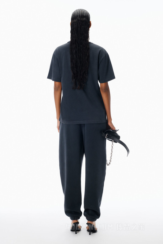 平纹针织布水晶烫钻T恤