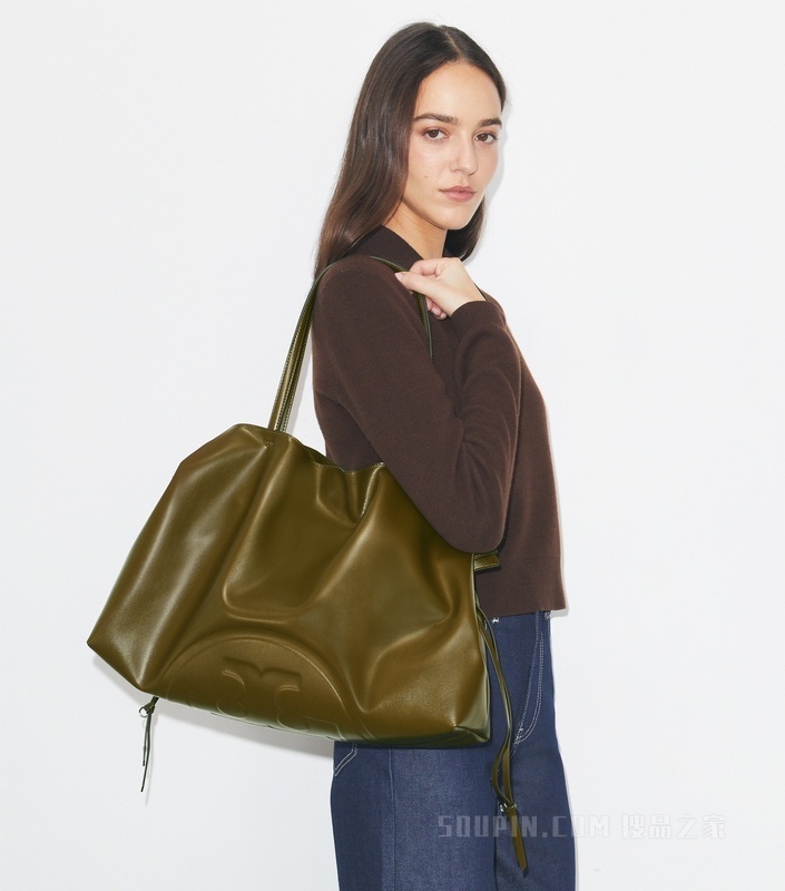 【礼物】Ella 抽绳托特包 深橄榄绿