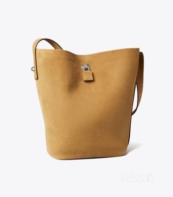 【礼物】纤巧锁扣水桶包 烟草色