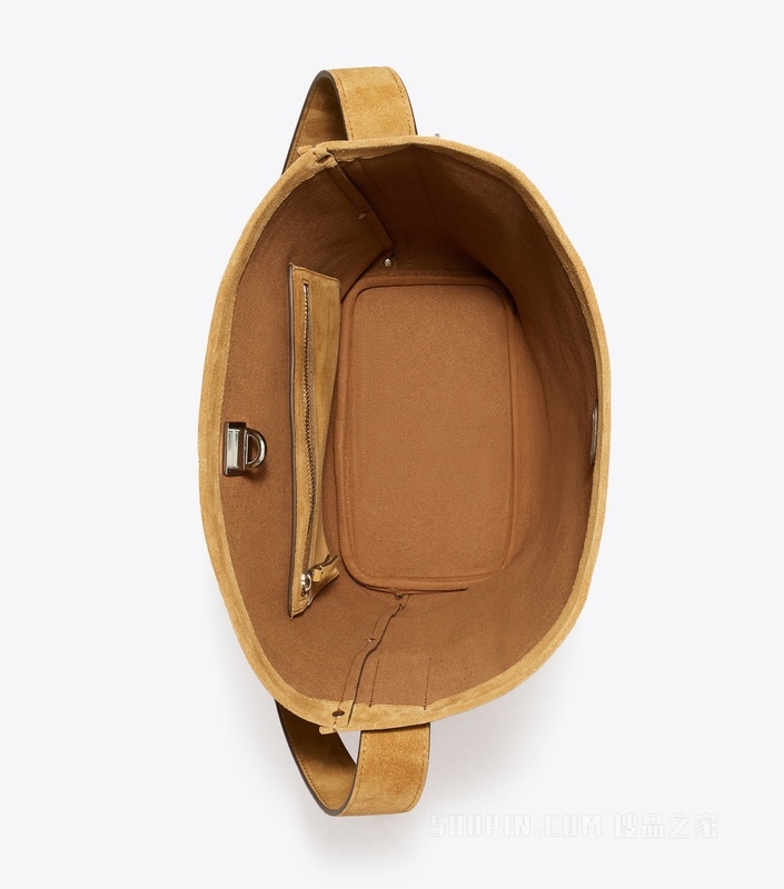 【礼物】纤巧锁扣水桶包 烟草色