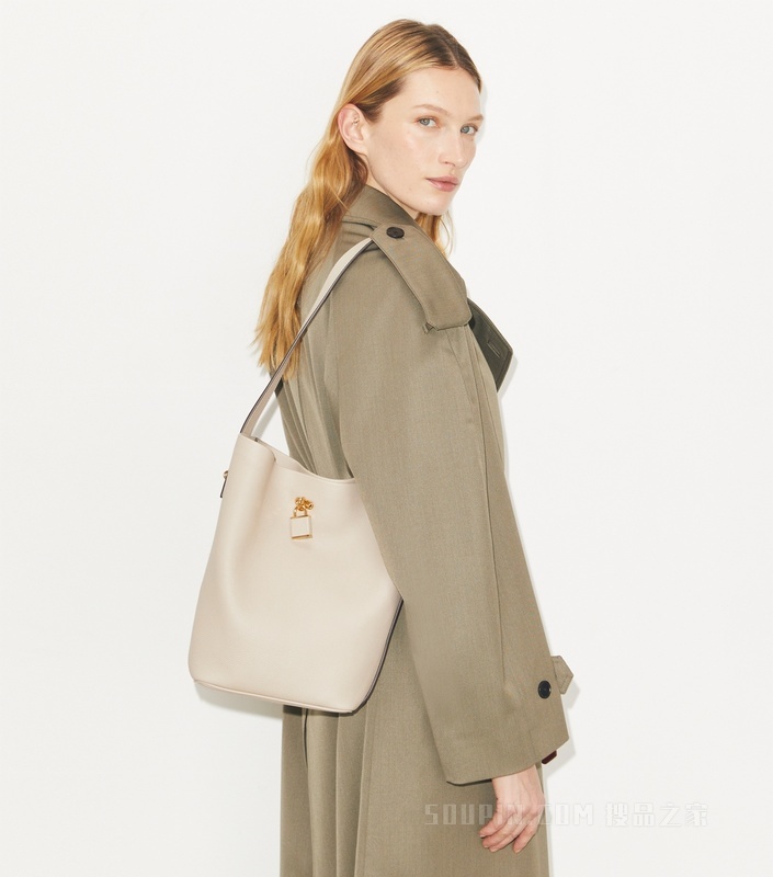 【礼物】纤巧锁扣水桶包 素石白