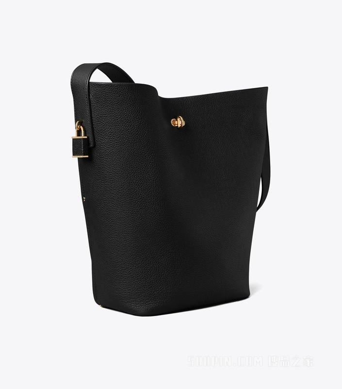 【礼物】纤巧锁扣水桶包 黑色