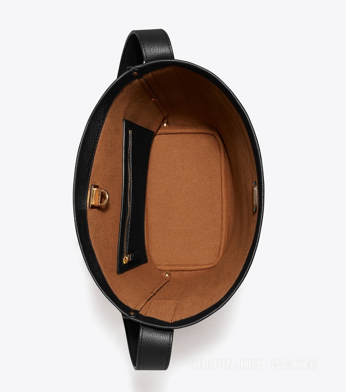 【礼物】纤巧锁扣水桶包 黑色