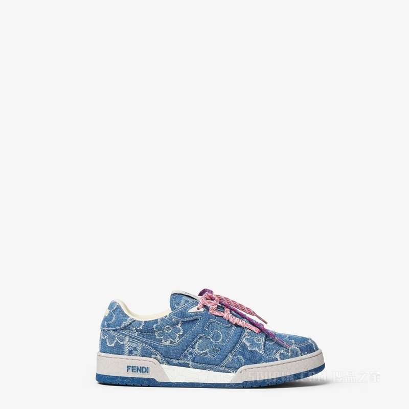 FENDI Match 蓝色牛仔面料效果FF提花低帮鞋