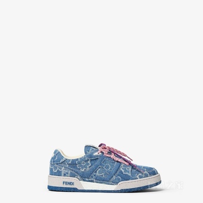 FENDI Match 蓝色牛仔面料效果FF提花低帮鞋