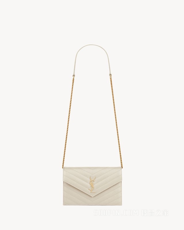 CASSANDRE ENVELOPE粒面皮革链条钱包