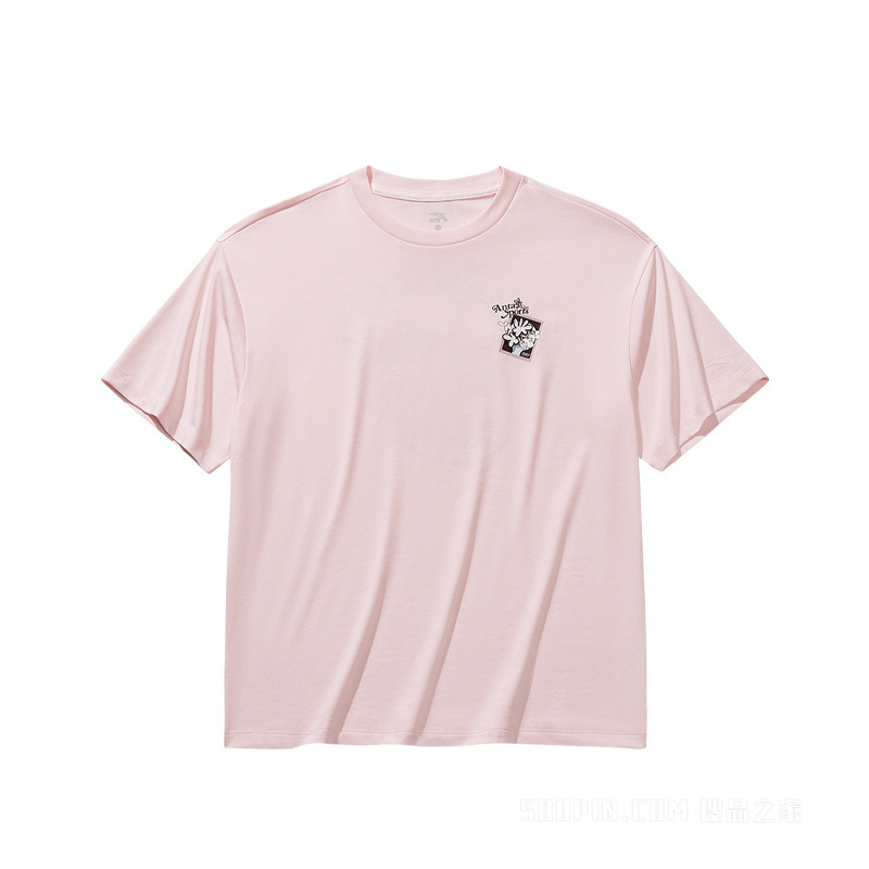 安踏运动复古女子冰肤抗菌短袖针织衫