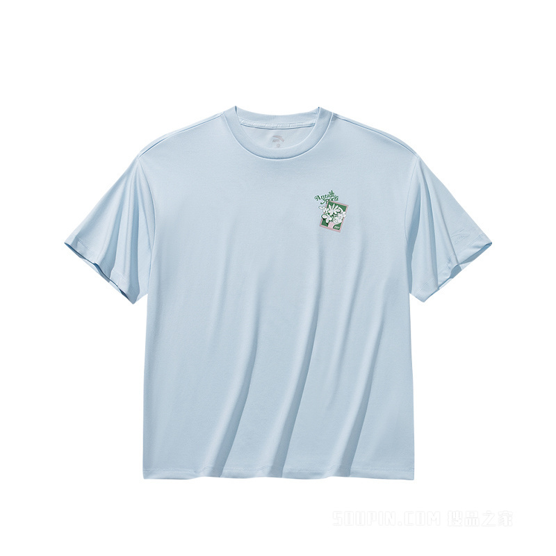 安踏运动复古女子冰肤抗菌短袖针织衫