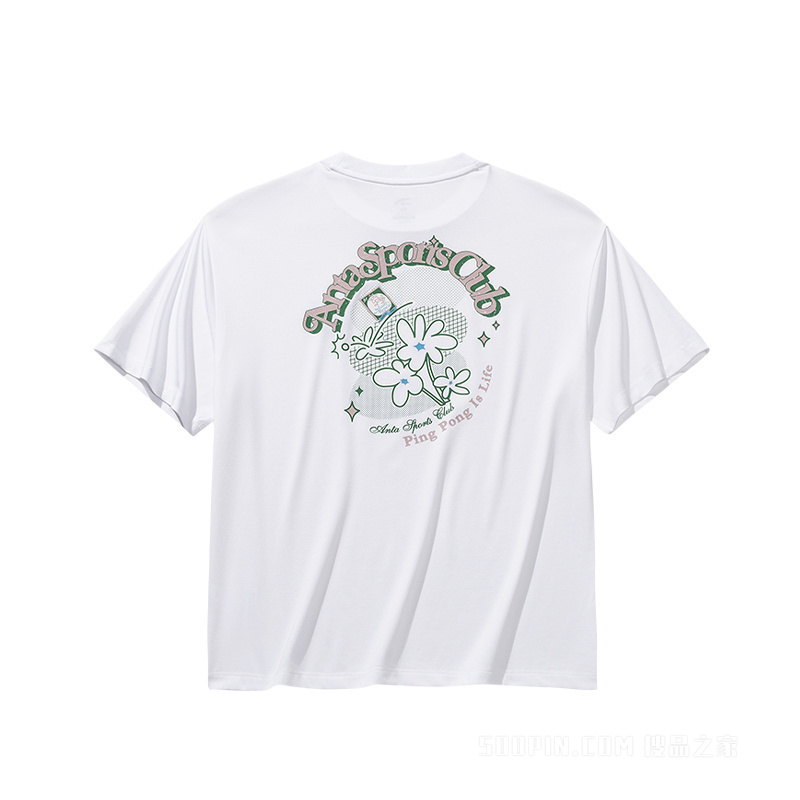 安踏运动复古女子冰肤抗菌短袖针织衫