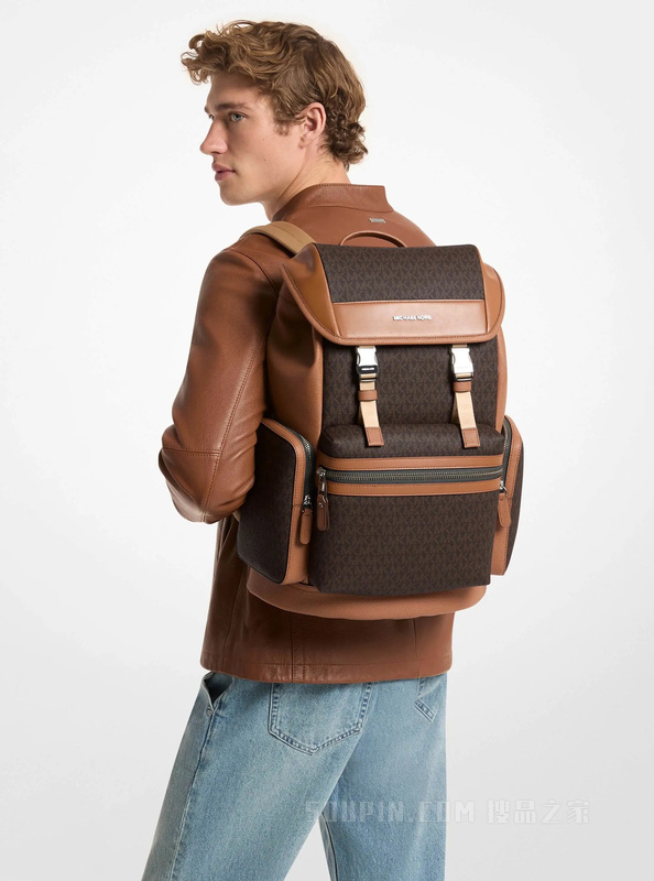 Jet Set 老花翻盖双肩包