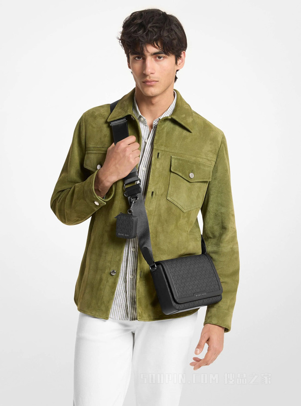 Hudson 男士老花翻盖斜挎包