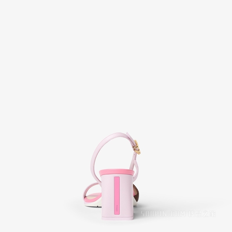 FENDI Arco 黑色针织和淡紫色纳帕皮革中跟凉鞋