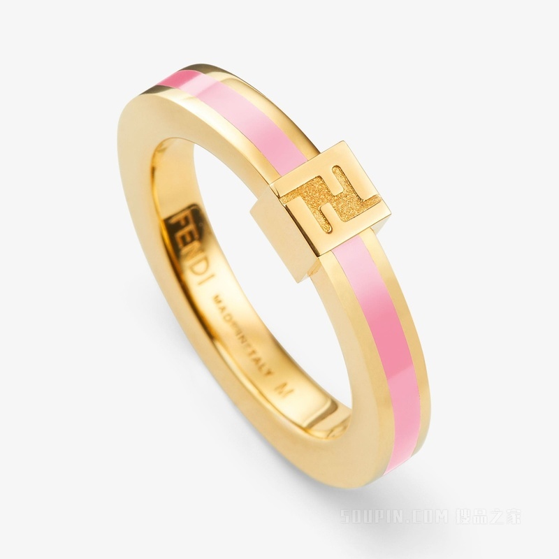 Forever FENDI戒指 粉红色和金色金属戒指