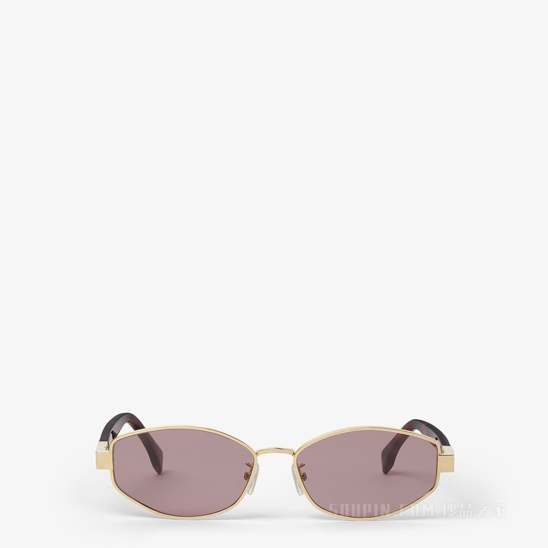 Baguette 金色金属和醋酸酯材料太阳镜