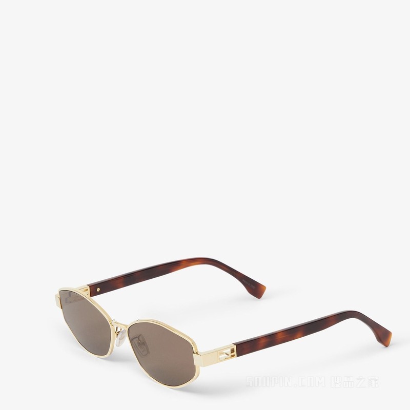 Baguette 金色金属和醋酸酯材料太阳镜