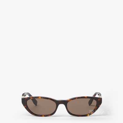 Baguette 低横梁设计雪茄棕醋酸酯材料太阳镜