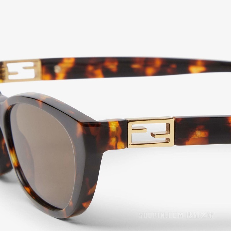 Baguette 低横梁设计雪茄棕醋酸酯材料太阳镜