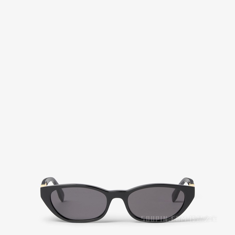 Baguette 低横梁设计黑色醋酸酯材料太阳镜